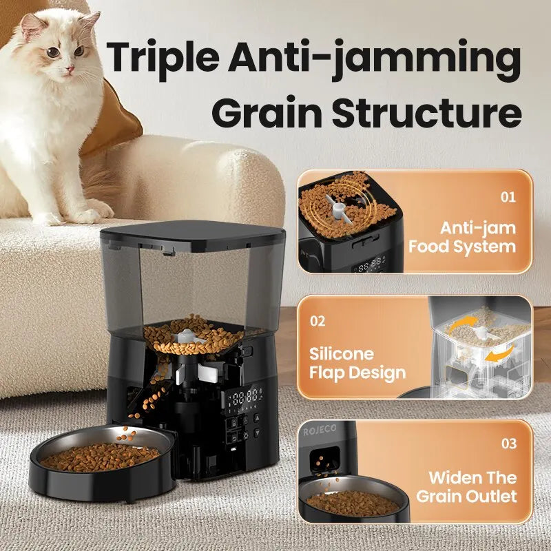 ROJECO Automatic Pet Feeder – Smart Portion Control for Cats & Dogs